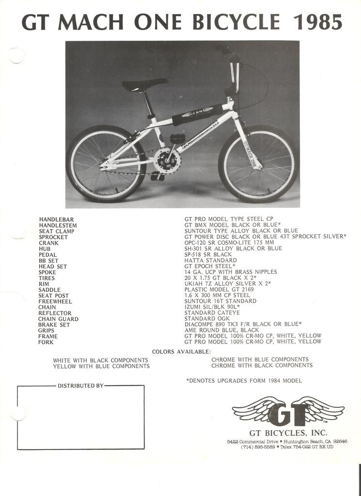 1985 GT Dealer spec sheets Forums